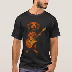 Dachshund Playing Electric Guitar T-Shirt