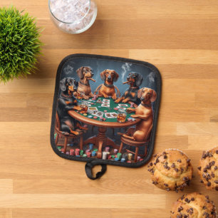 Dachshund Poker Night Pot Holder