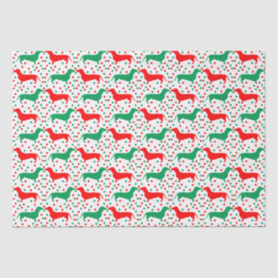 Dachshund Polka Dot - Red and Green Tissue Paper