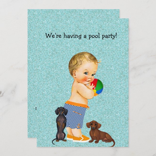 Dachshund Pool Party Invitation (Front/Back)