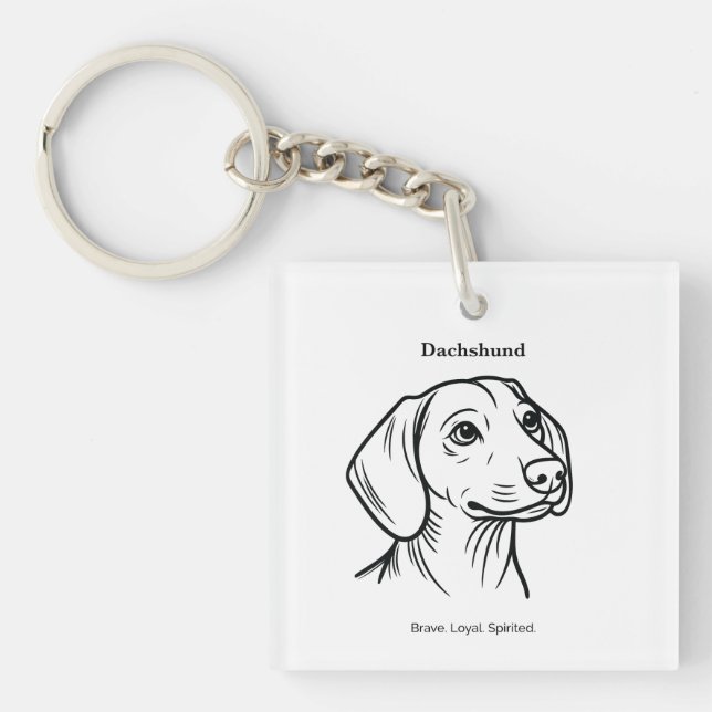 Dachshund Portrait Key Ring (Front)