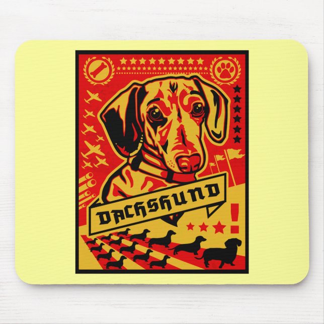 Dachshund Propaganda Mouse Mat (Front)