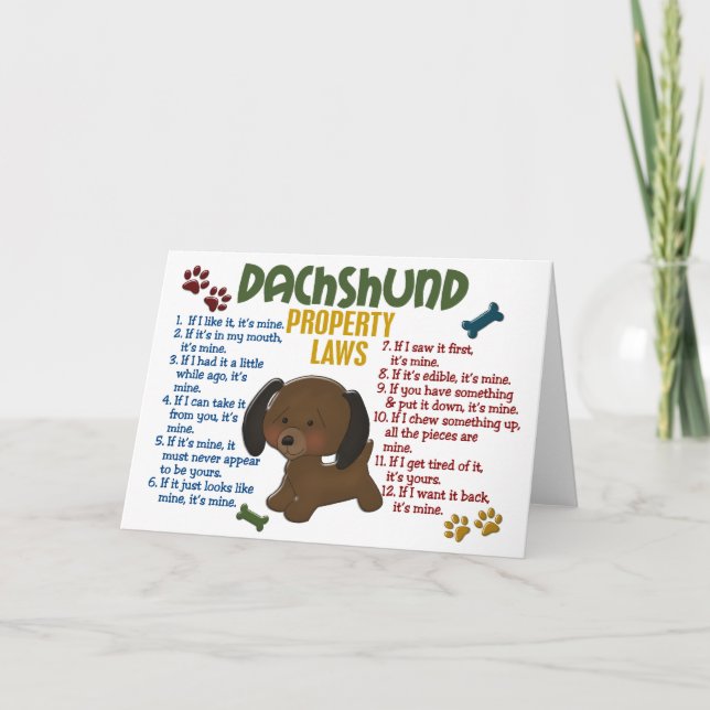 Dachshund Property Laws 4 Card (Front)