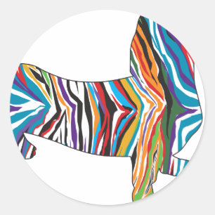 Dachshund - Psychedelic Zbra Doxie Classic Round Sticker