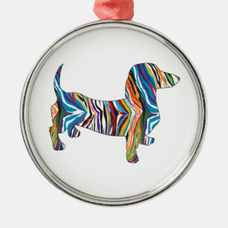Dachshund - Psychedelic Zbra Doxie Metal Tree Decoration