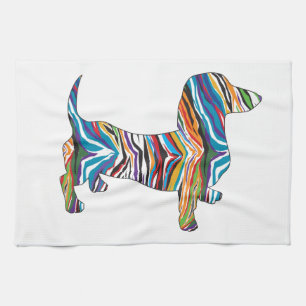 Dachshund - Psychedelic Zbra Doxie Tea Towel