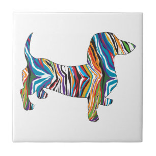 Dachshund - Psychedelic Zbra Doxie Tile