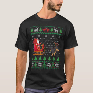 Dachshund Pulling Santas Sleigh Wiener Dog Ugly Ch T-Shirt