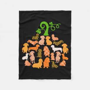 Dachshund Pumpkin Shape Plaid Leopard Dog Autumn Fleece Blanket