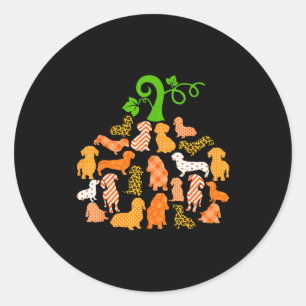Dachshund Pumpkin Shape Plaid Leopard Dog Autumn H Classic Round Sticker