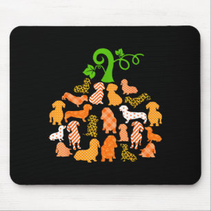 Dachshund Pumpkin Shape Plaid Leopard Dog Autumn H Mouse Mat