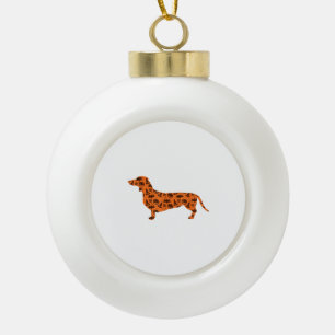 Dachshund Pumpkin Witch Bat Funny Spooky Halloween Ceramic Ball Christmas Ornament