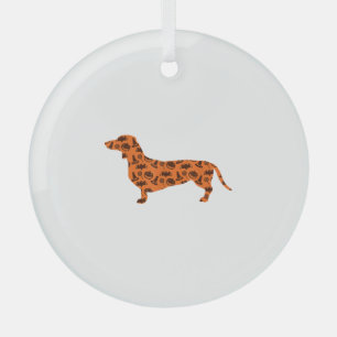 Dachshund Pumpkin Witch Bat Funny Spooky Halloween Glass Tree Decoration