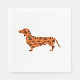 Dachshund Pumpkin Witch Bat Funny Spooky Halloween Napkin