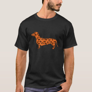 Dachshund Pumpkin Witch Bat Funny Spooky Halloween T-Shirt