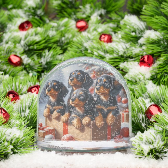 Dachshund Puppies Christmas Snowglobe (Christmas)