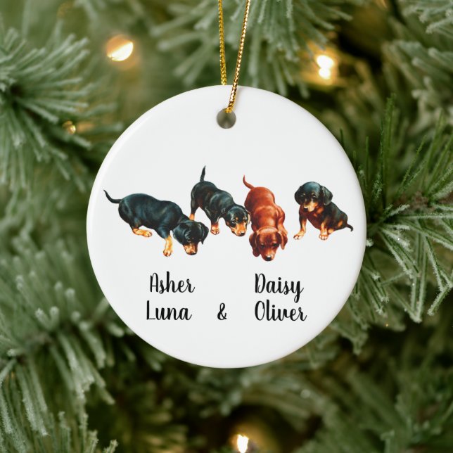 Dachshund Puppies Doxie Weiner Sausage Dogs Retro Ceramic Tree Decoration (Tree)