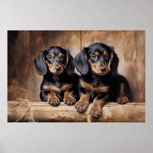Dachshund puppies poster