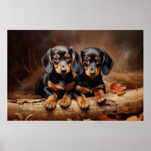 Dachshund puppies poster