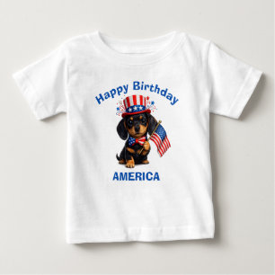 Dachshund Puppy (2p) Patriotic Kid T-Shirt