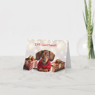 Dachshund Puppy Christmas Greeting Card
