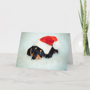 Dachshund Puppy Christmas Holiday Card