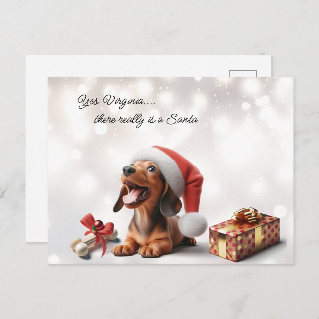 Dachshund Puppy Christmas Surprise Postcard (Front/Back)