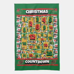Dachshund Puppy Countdown Christmas Advent Dog Tea Towel