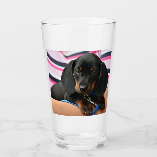 dachshund-puppy cute glass (Front)