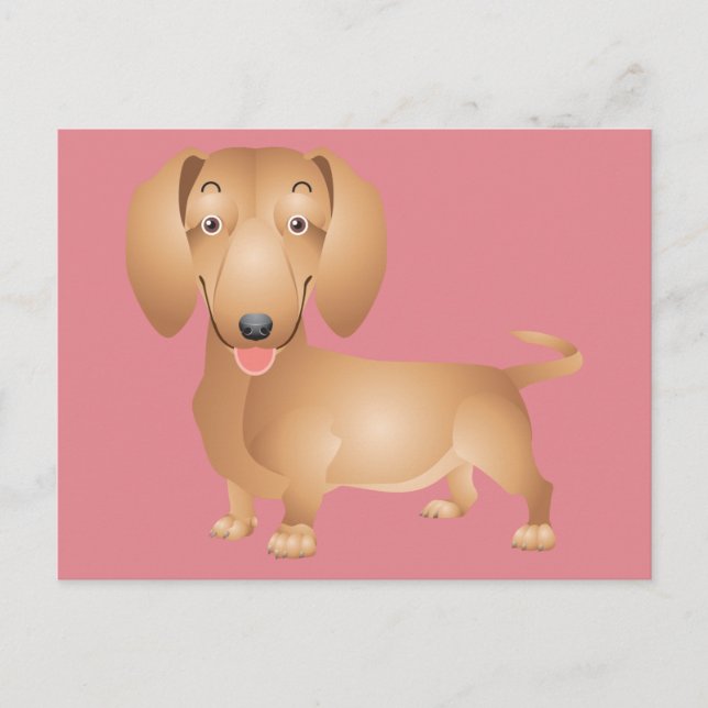 Dachshund Puppy Dog Blank Pink Postcard (Front)