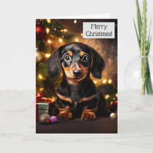 Dachshund Puppy Dog Christmas Card