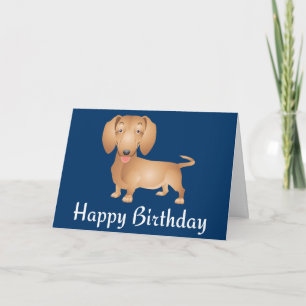 Dachshund Puppy Dog Happy Birthday Blue Card
