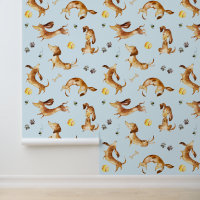 Dachshund Puppy Dog Paw Prints Bumble Bee Blue