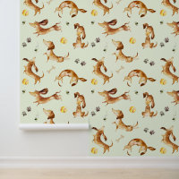 Dachshund Puppy Dog Paw Prints Bumble Bee Green 