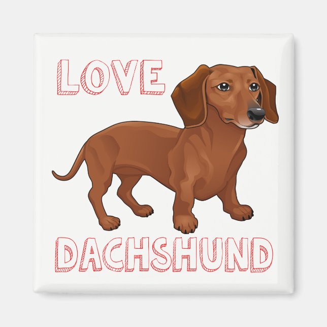 Dachshund Puppy Dog Red Love Magnet (Front)