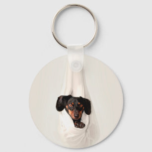 Dachshund Puppy in Hammock Cute Adorable Dog Key Ring