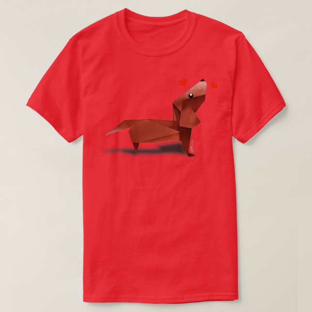 Dachshund Puppy Origami Design 1 T-Shirt (Design Front)