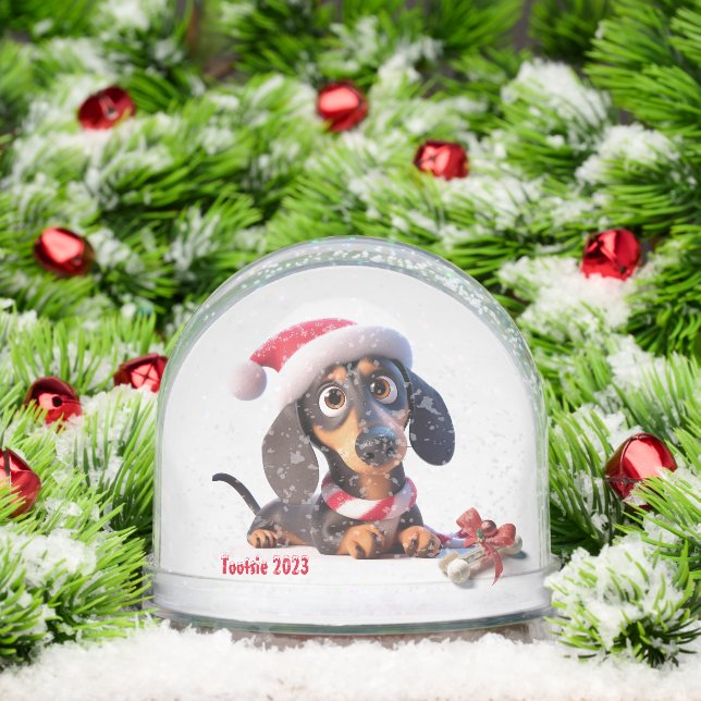 Dachshund Puppy Personalised Snow Globe (Christmas)