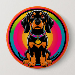 Dachshund Puppy Surrounded by Vibrant Rainbow 10 Cm Round Badge