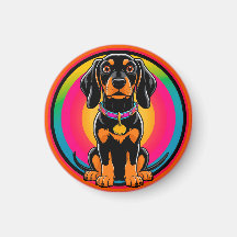Dachshund Puppy Surrounded by Vibrant Rainbow