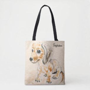 Dachshund Puppy Water Colour Art Tote Bag