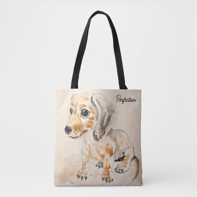 Dachshund Puppy Water Colour Art Tote Bag (Front)