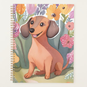 Dachshund Puppy   Watercolor Dog Pet Planner
