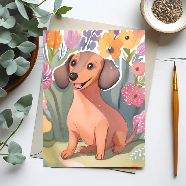 Dachshund Puppy | Watercolor Dog Pet Postcard (Creator Uploaded)