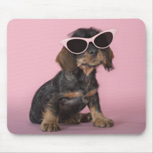 Dachshund Puppy Wearing Sunglasses Mouse Mat