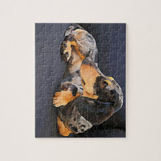 dachshund puzzle blue