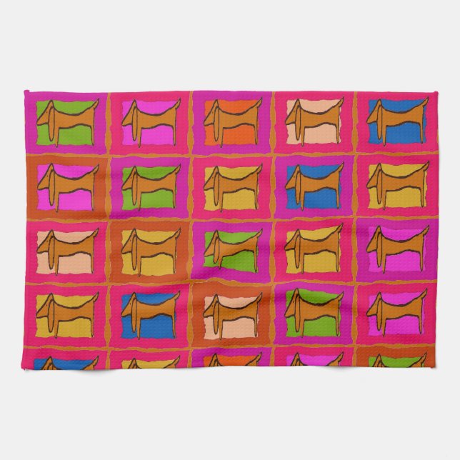 Dachshund Quilt Tea Towel (Horizontal)