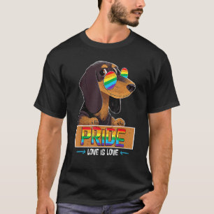 Dachshund Rainbow Love Is Love Lgbt Awareness Gay  T-Shirt