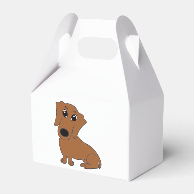 dachshund red cartoon favour box (Front Side)