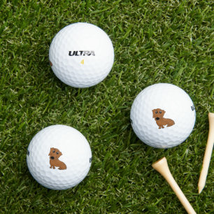 dachshund red cartoon golf balls